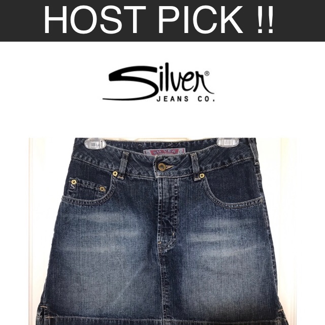 Hp Vintage 90s Silver Brand Jean Skirt